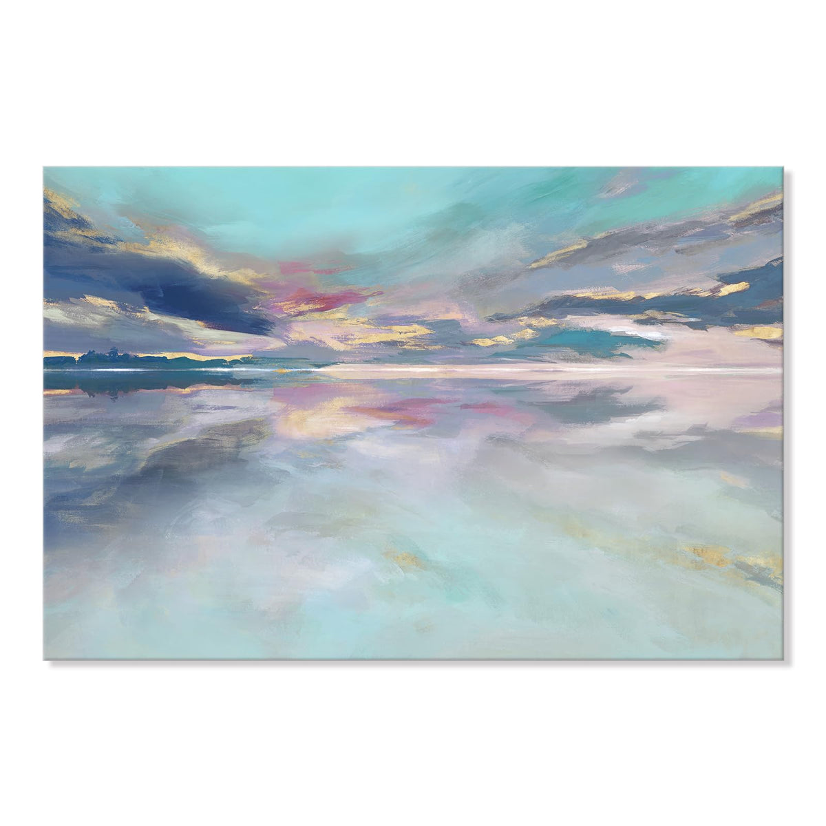 Goldfoilart Ocean Beach Sunset Canvas Wall Art for Bedroom Seascape Paintings Coastal Picture Framed Artwork for Bathroom Living Room Office Wall Decor 20" x 40"