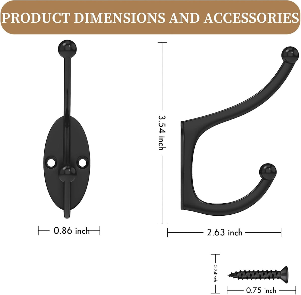 CBWLWJ 32 Pack Coat wall Hooks for Hanging, Durable Coat Hook Wall Mount, with Easy Installation Metal Closet Hooks, Living Rooms, Entrances, Bathrooms, Bedrooms(Black)