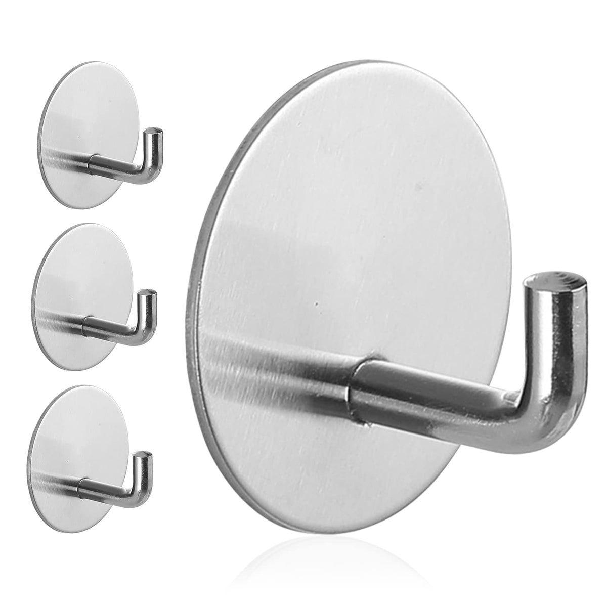 Rise age Adhesive Hooks Heavy Duty Waterproof in Shower Hooks for Hanging Loofah, Towels, Clothes, Robes for Bathroom Removable Adhesive Wall Hooks Door Hook Stainless Steel Black Stick on Hooks 4 Pcs