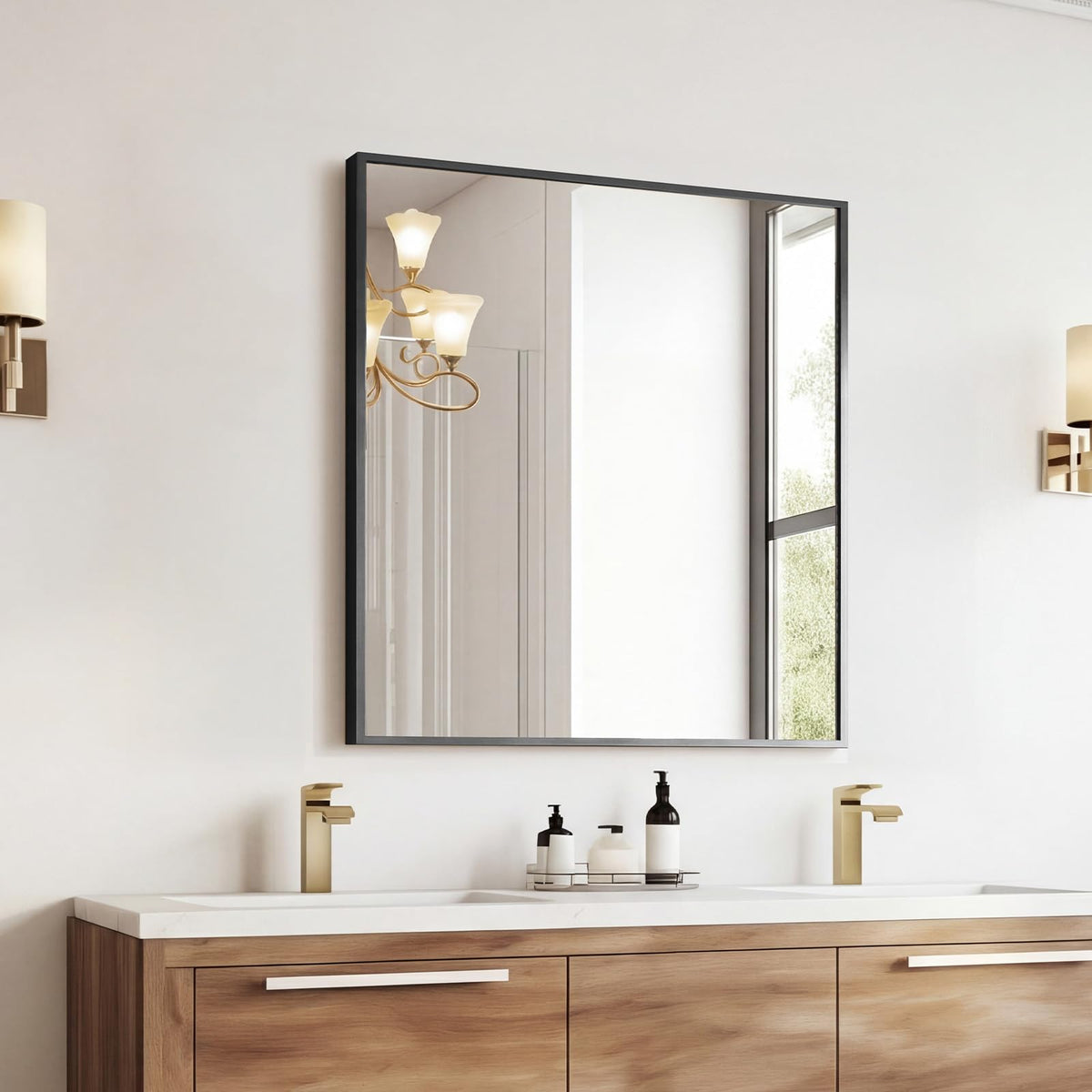 Sweetcrispy 24"x36" Arched Black Bathroom Mirrors for Wall