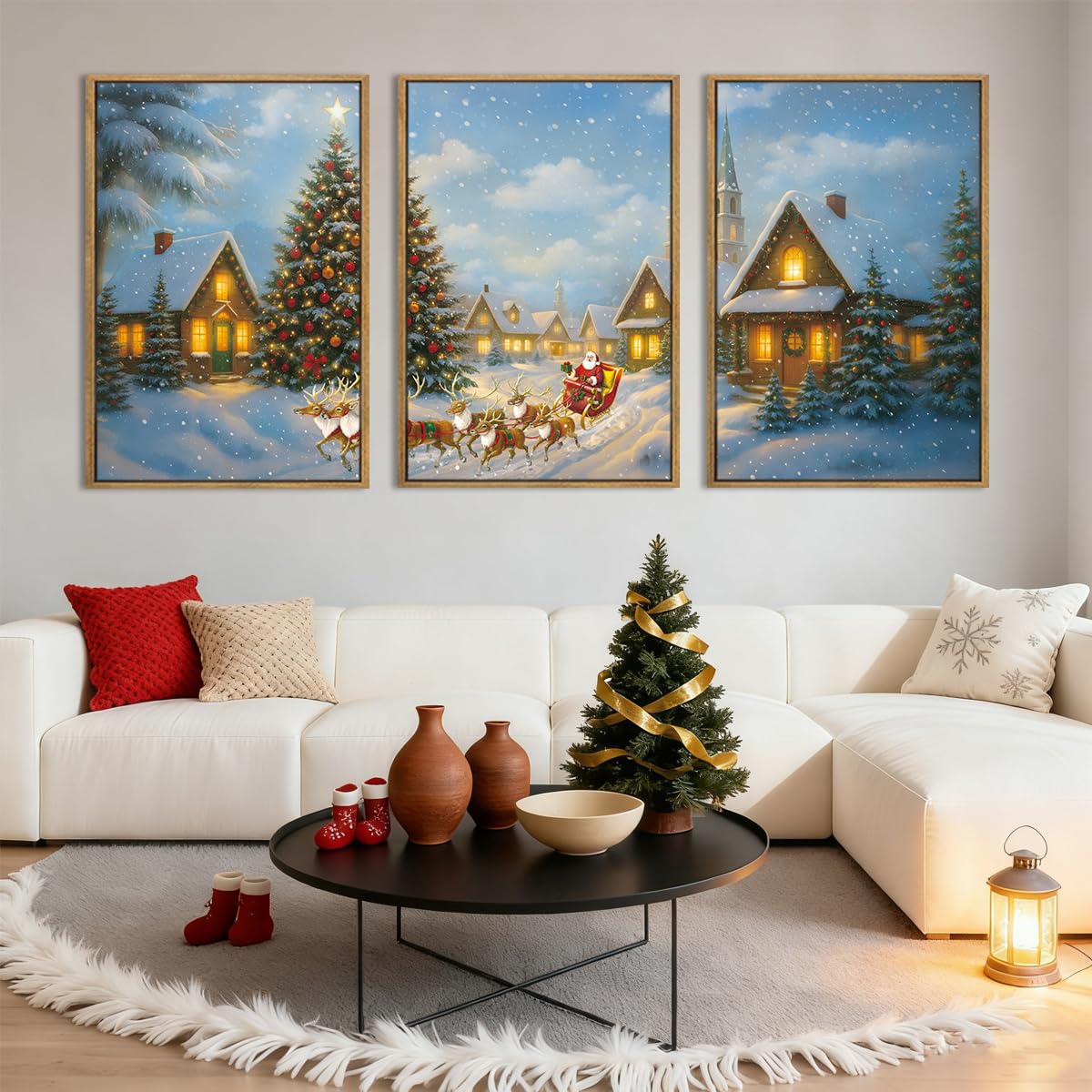 BINCUE Neutral Abstract Wall Art Beige Large Wall Decor Boho Mid Century Modern Artwork Art Print for Living Room Bedroom Office 24"x36" Set of 3 Gift