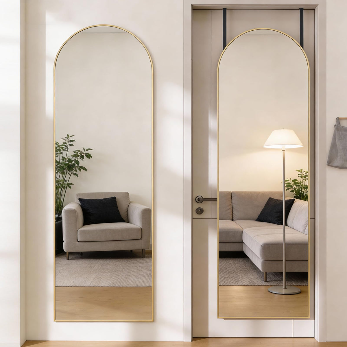 Mirror Full Length, Upgraded 16"x59" Body Wall Mirrors with Shatter-Proof Glass, Floor Standing, Hanging or Leaning, Tall Mirror with Stand Aluminum Alloy Frame for Bedroom Cloakroom