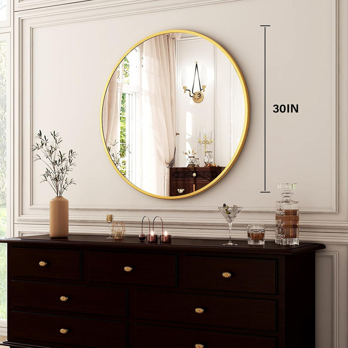 HARRITPURE Round Mirror 30 Gold Wall Mounted Circle Mirrors