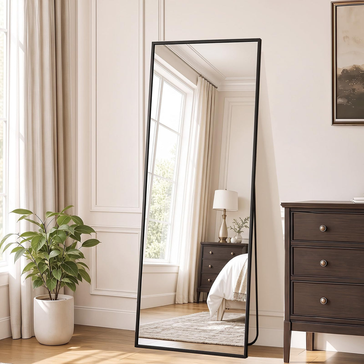 DUMOS 64"x21" Full Length Mirror with Stand, Full Body Floor Mirror