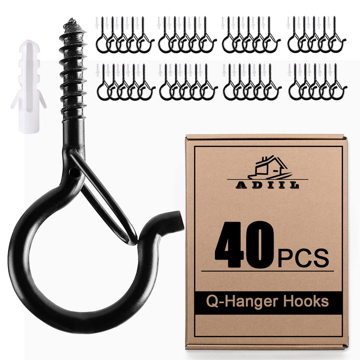 ADIIL Q Hanger Ceiling Screw Hooks for Hanging Outdoor String Light, Plants