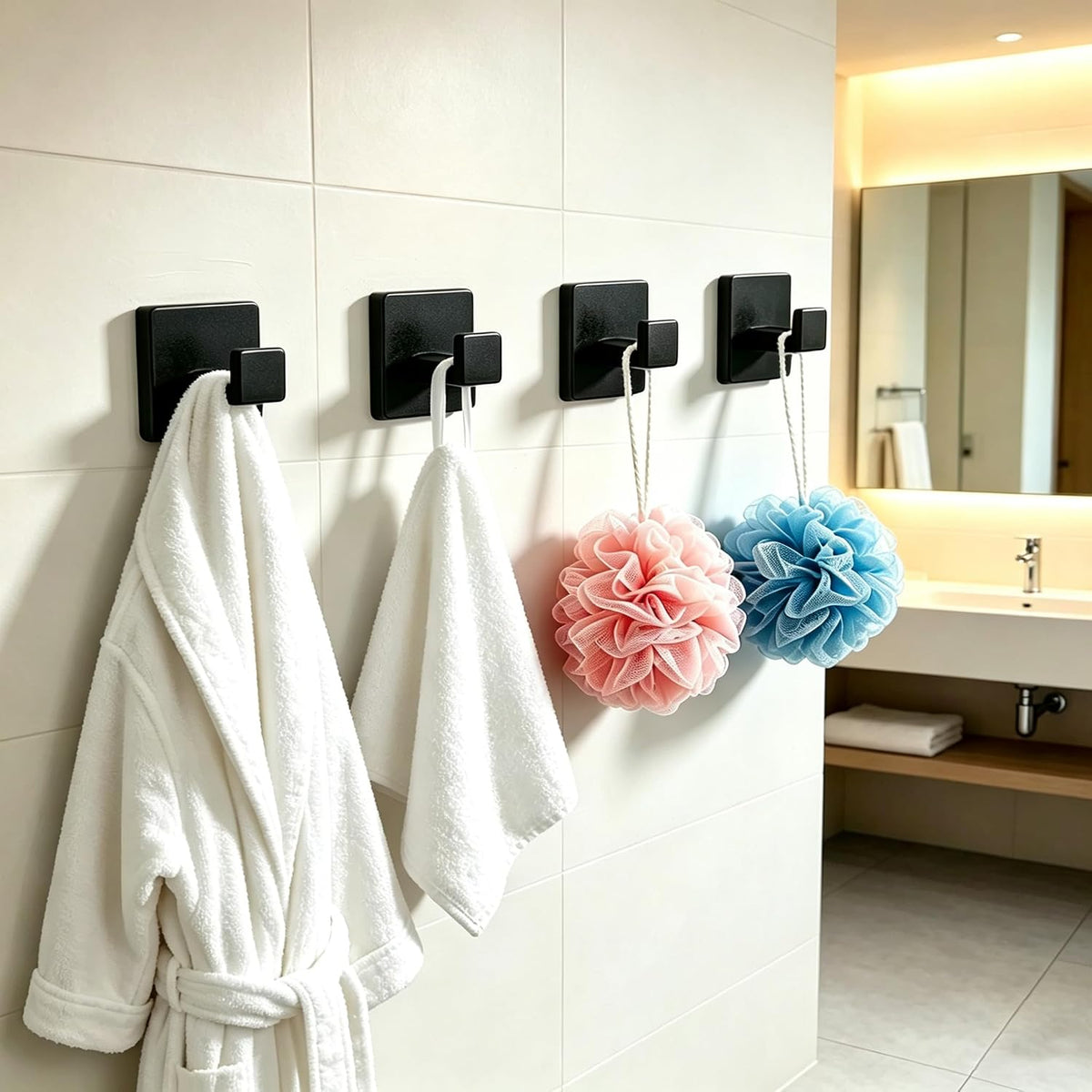 JOPOFI 2 Piece Towel Hook - Bathroom Robe Hook - Matte Black
