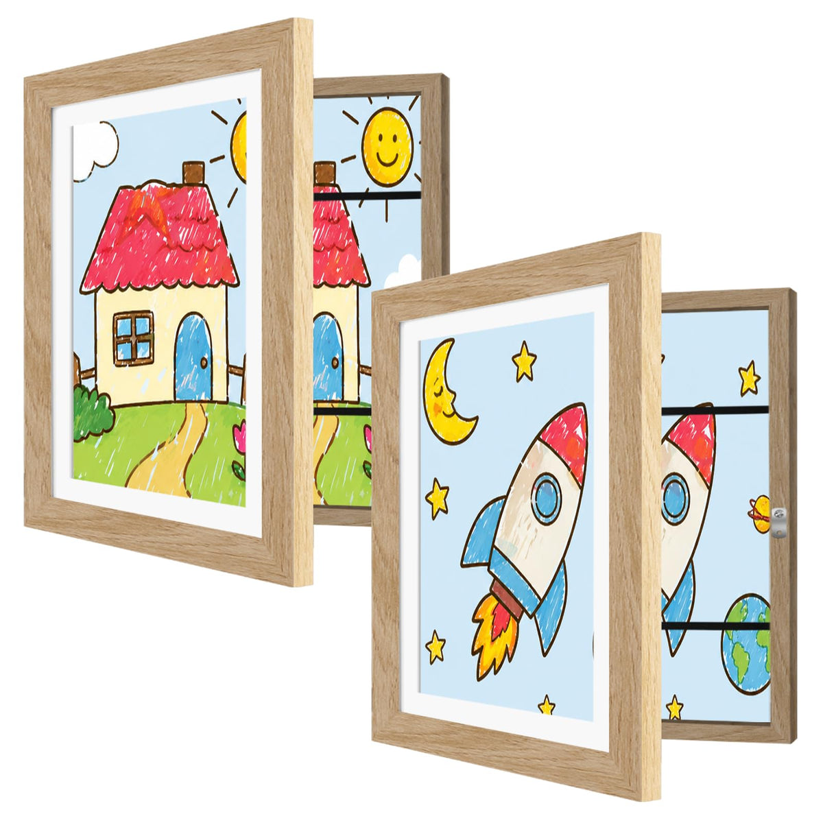 4 Pack Kids Artwork Frames Changeable 8.5 x 11 Inch Children Art Projects Kids Art Frames Front Opening Picture Display Frame, Black