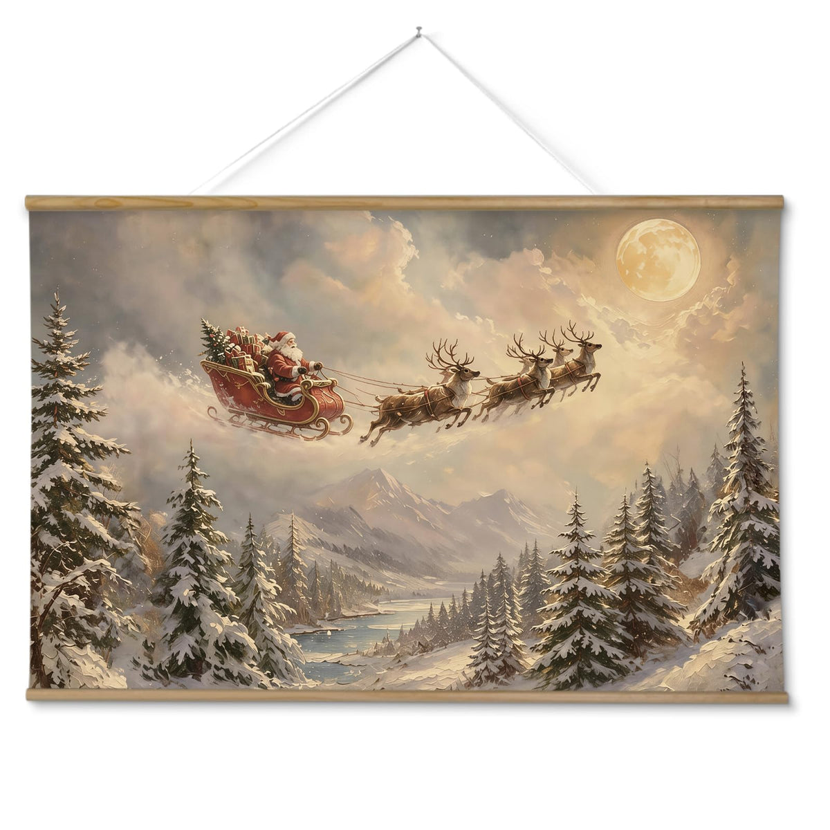 ARPEOTCY Extra Large Vintage Framed Wall Art, Fall Landscape Print, 36x54In