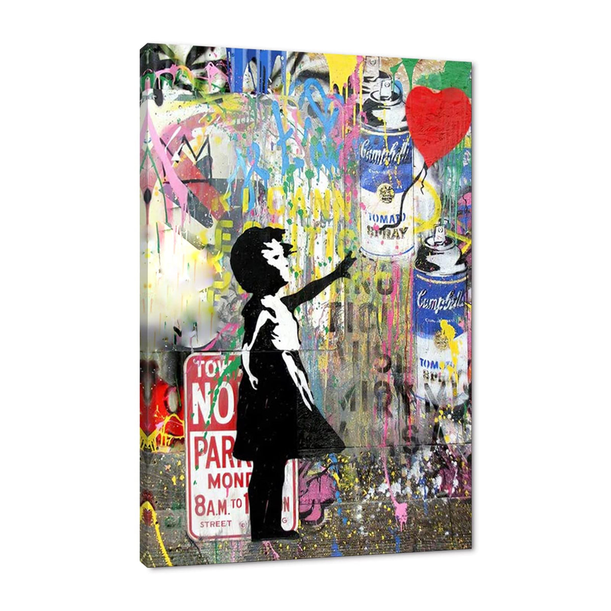 Banksy Wall Art Graffiti Street Giclee Canvas Paintings Poster and Prints Kid Wall Pictures girl Figure Street Picture Artwork Modern Framed Art for Home Wall Decor 24”Wx36”H