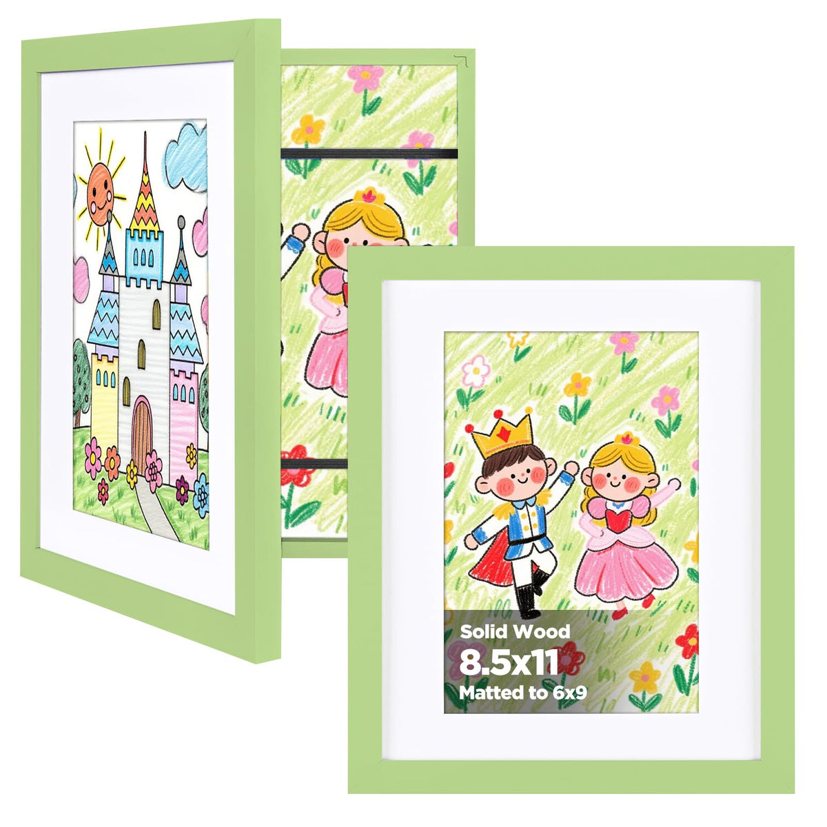 KINLINK 9x12 Kids Art Frame, Natural Artwork Frames 2 Pack