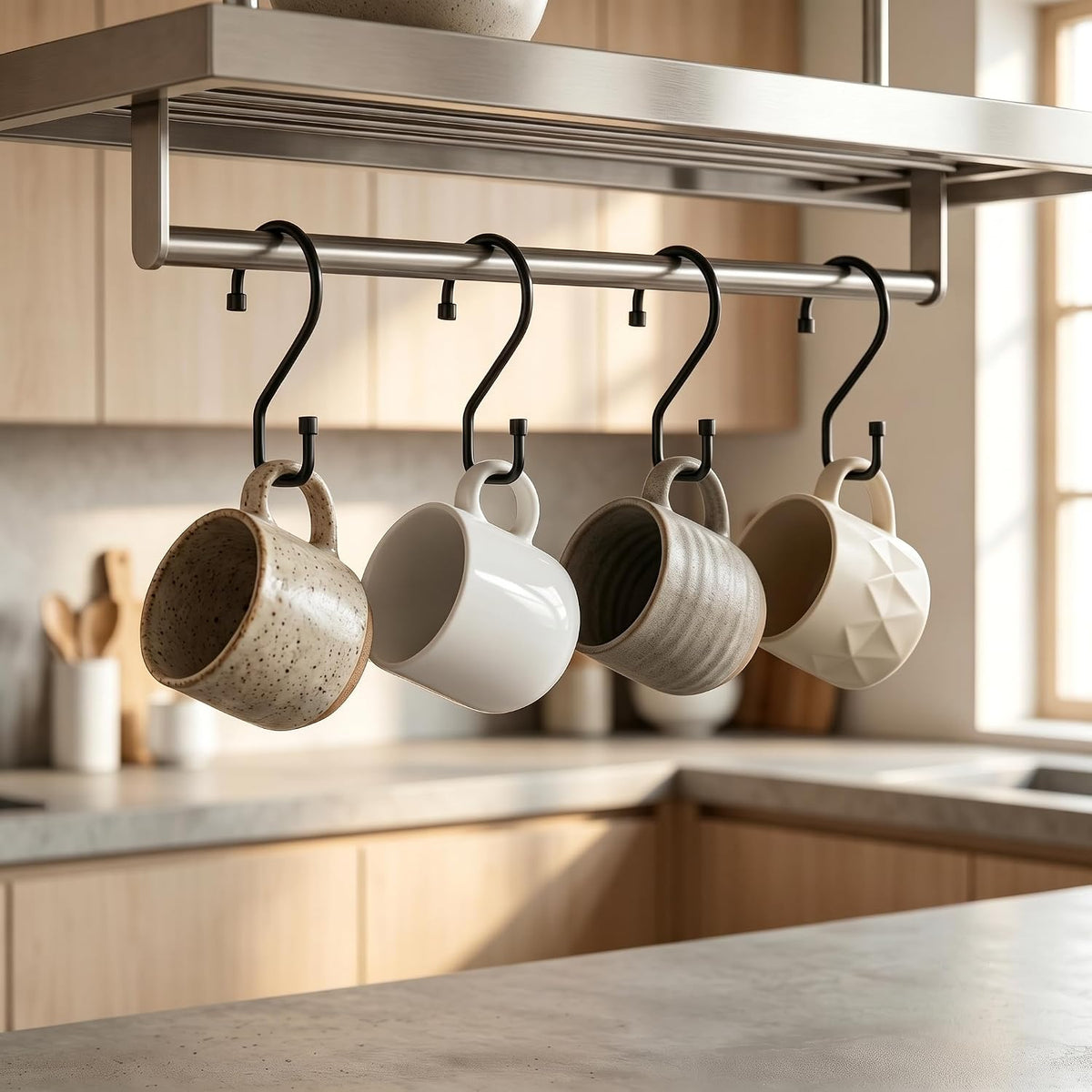 12Pcs S Hooks for Hanging, 4 inch Heavy Duty Large S Hooks, Reversible Black Metal S Shaped Hooks for Kitchen, Bathroom, Garden, Indoor, Outdoor