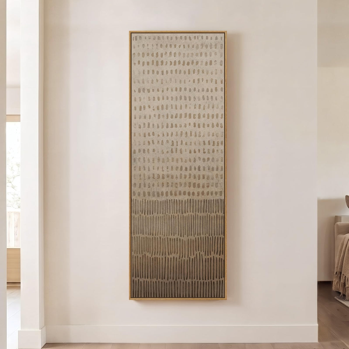 Extra Large Framed Brown Abstract Wall Art for Living Room, Vertical 40x60