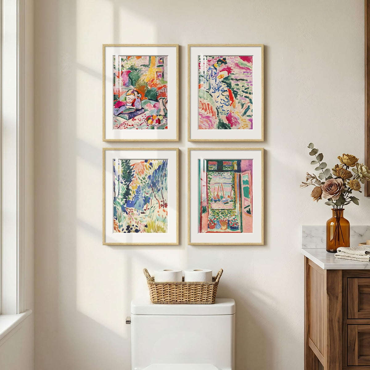 Framed Vintage William Morris Boho Canvas Wall Art for Living Room, 3 Piece