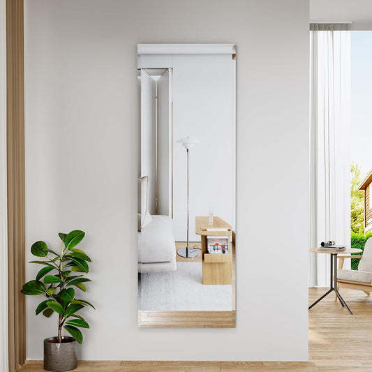 65"x24" Frameless Full Length Wall Mirrors,Rectangular Mirror Full Length Wall Mounted,Tall Full Body Mirrors with Beveled,Suitable for Living Rooms and Bedrooms