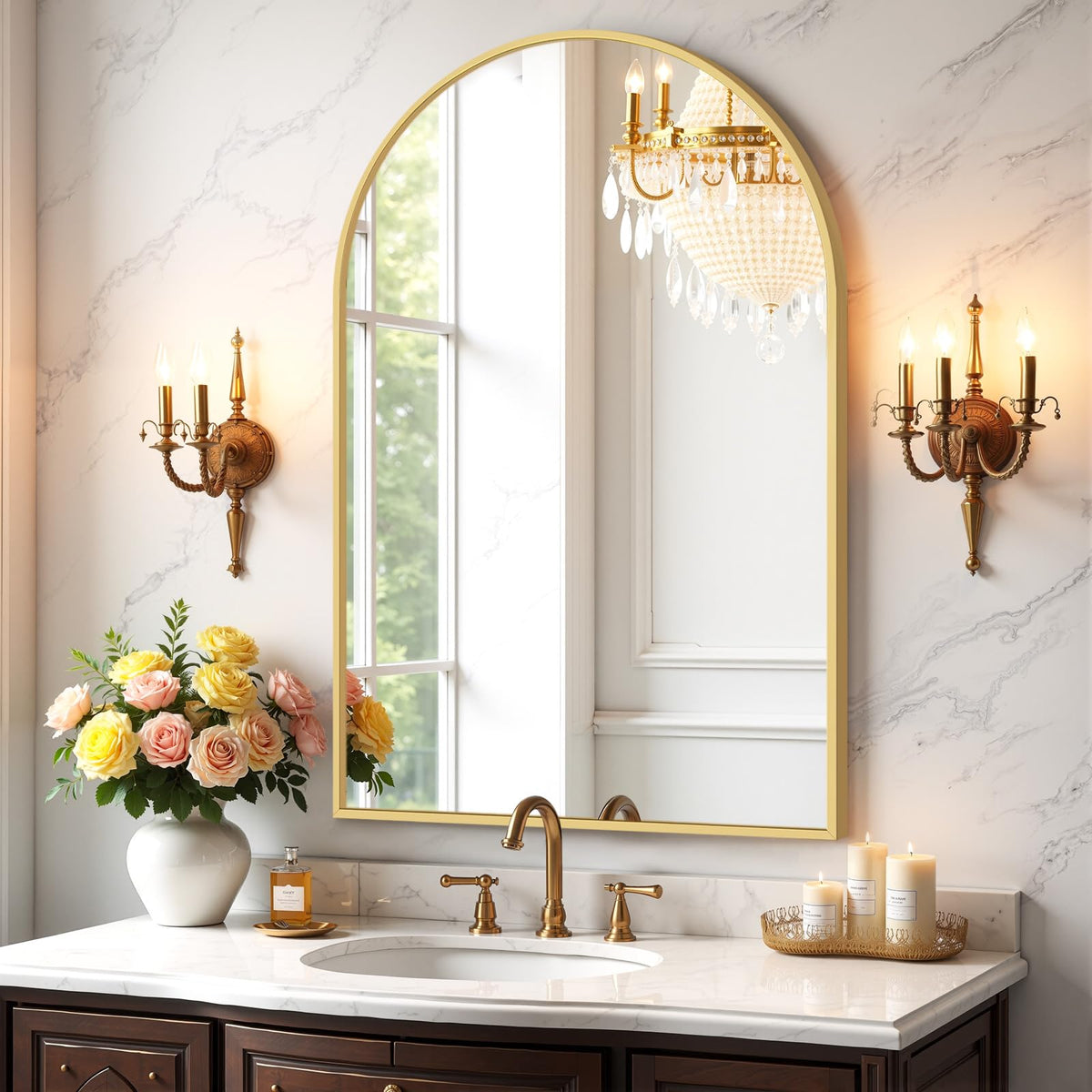 Bathroom Mirror for Wall, 24 Inch Round Mirrors