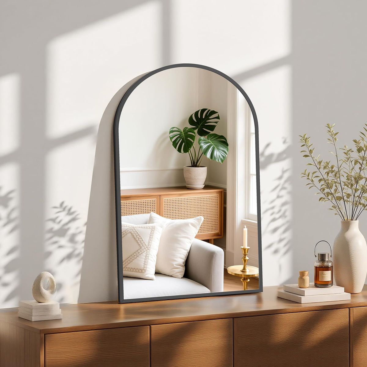 Sweetcrispy 24"x36" Arched Black Bathroom Mirrors for Wall