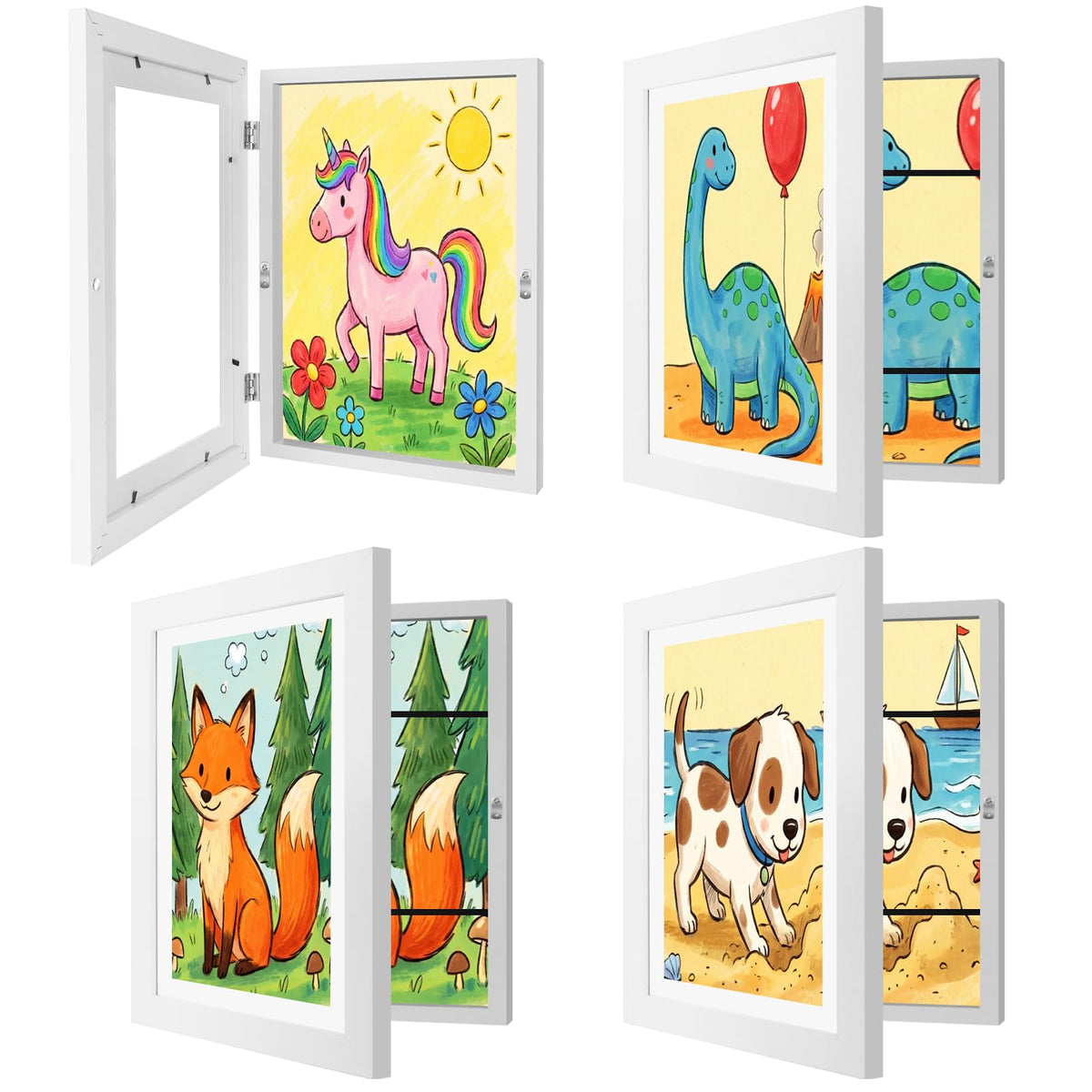 4 Pack Kids Artwork Frames Changeable 8.5 x 11 Inch Children Art Projects Kids Art Frames Front Opening Picture Display Frame, Black