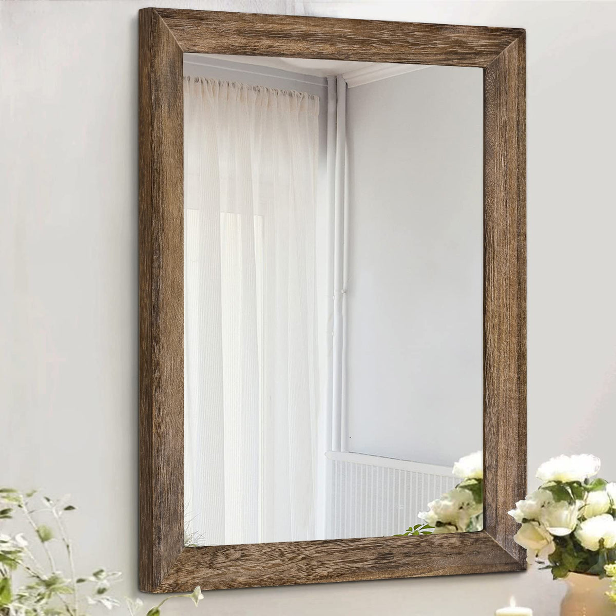 AAZZKANG Wall Mirror Black Wood Framed Rectangle Mirrors for Wall 16"x12"