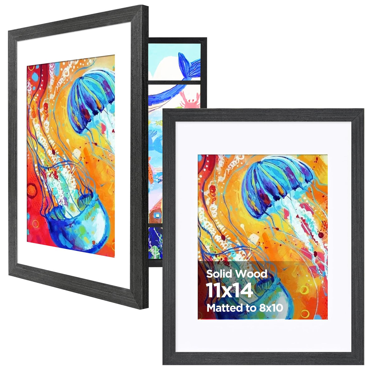 KINLINK 9x12 Kids Art Frame, Natural Artwork Frames 2 Pack