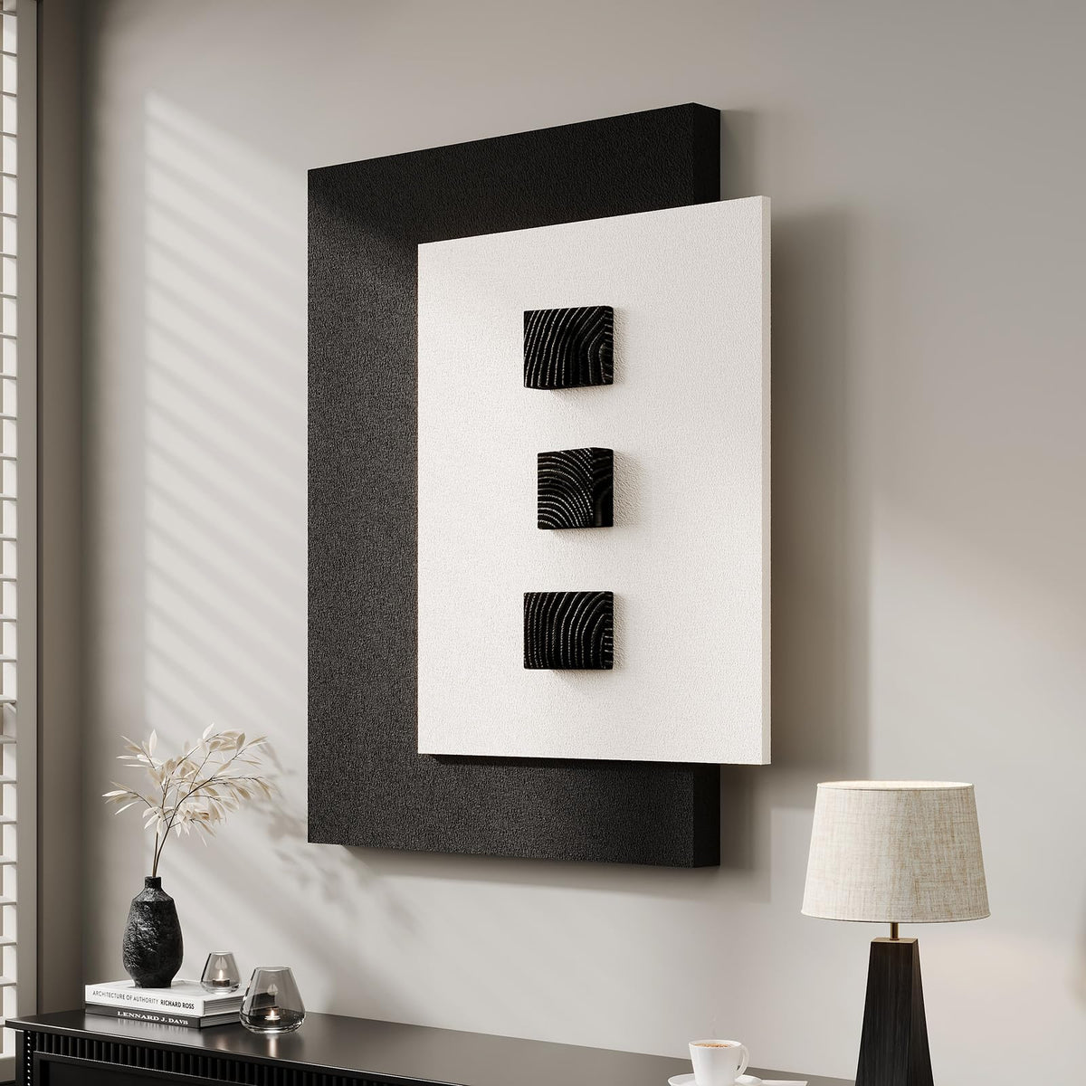 Large 3D Framed Abstract Wall Art Set, 3 Piece Modern Artwork for Walls