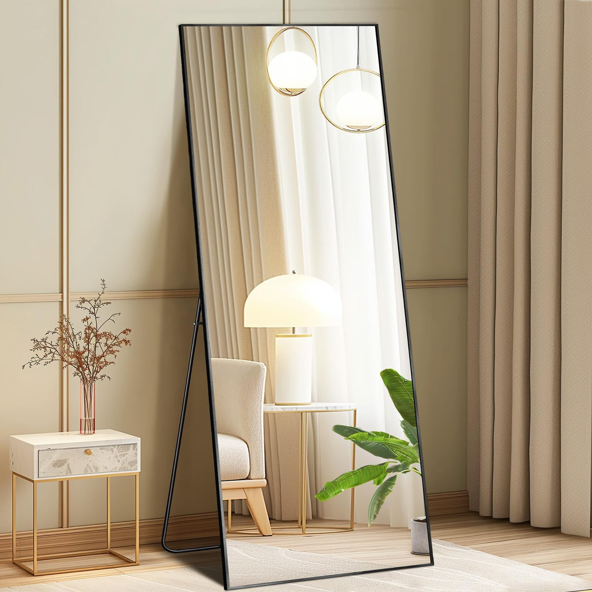 DUMOS 64"x21" Arched Full Length Floor Mirror, Full Body Mirror, Gold