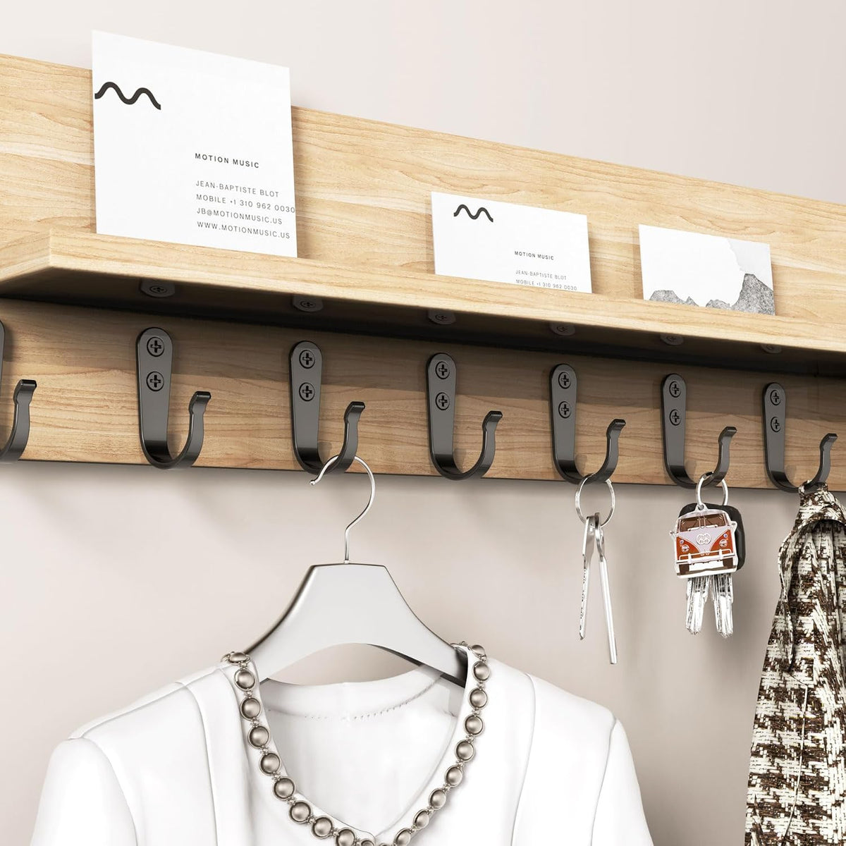 BREYDROK 20-Pack Coat Hooks for Hanging, Heavy Duty Black Metal Wall Hooks