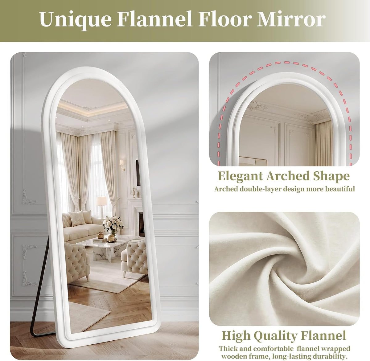 Koonmi 71"x32" Arched Full Length Mirror, Floor Mirror with Stand