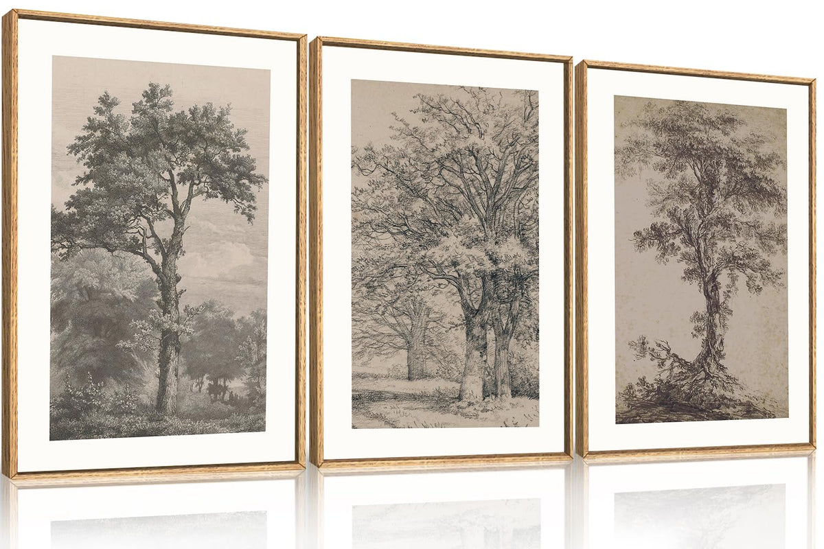 KAIRNE Neutral Abstrcat Landscape Framed Canvas Wall Art Set-40"x20"x1
