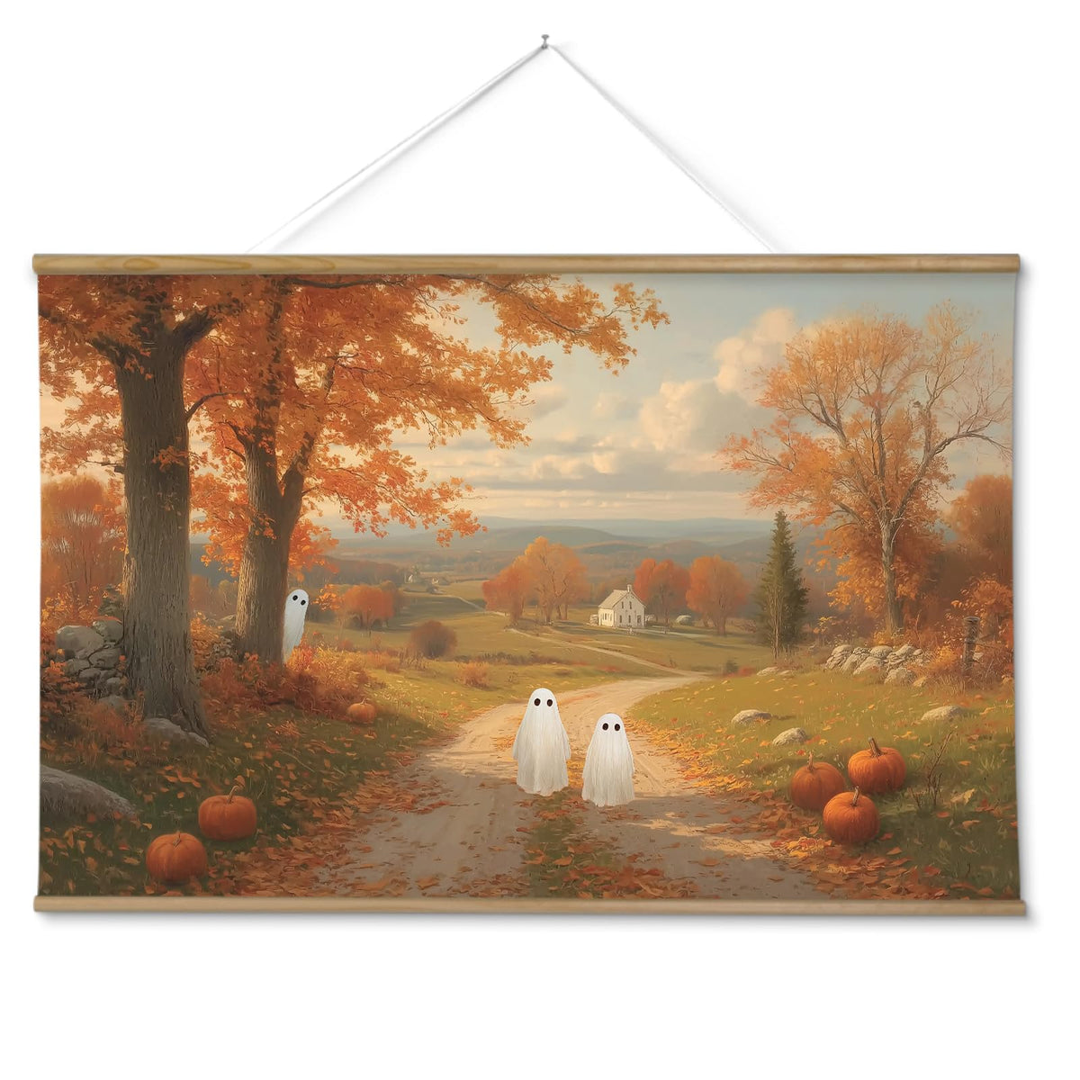 ARPEOTCY Extra Large Vintage Framed Wall Art, Fall Landscape Print, 36x54In