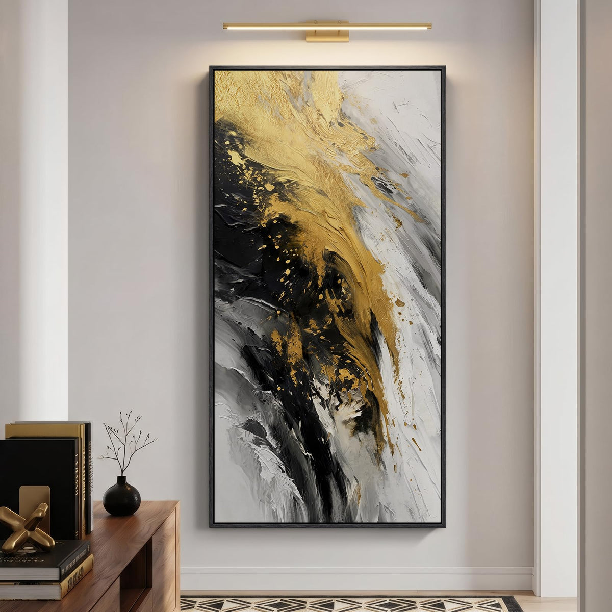 Extra Large Framed Brown Abstract Wall Art for Living Room, Vertical 40x60