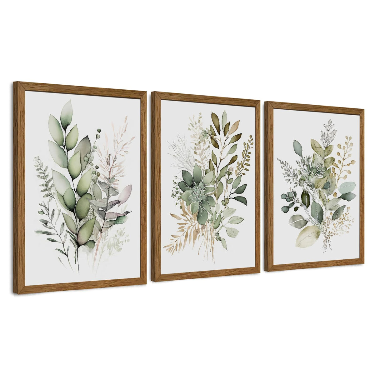 AVECCO 3 Piece Vintage Wildflower Botanical Framed Canvas Wall Art 12x16 in