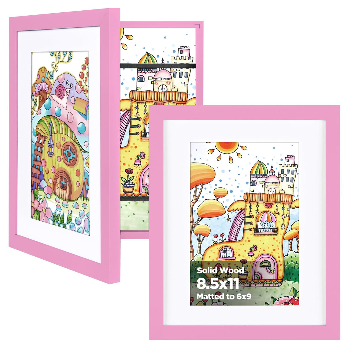 KINLINK 9x12 Kids Art Frame, Natural Artwork Frames 2 Pack