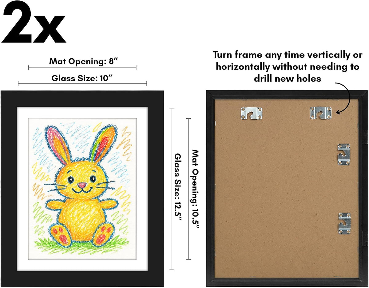 Americanflat 8.5x11 Changeable Kids Art Frame 2-Pack - Black