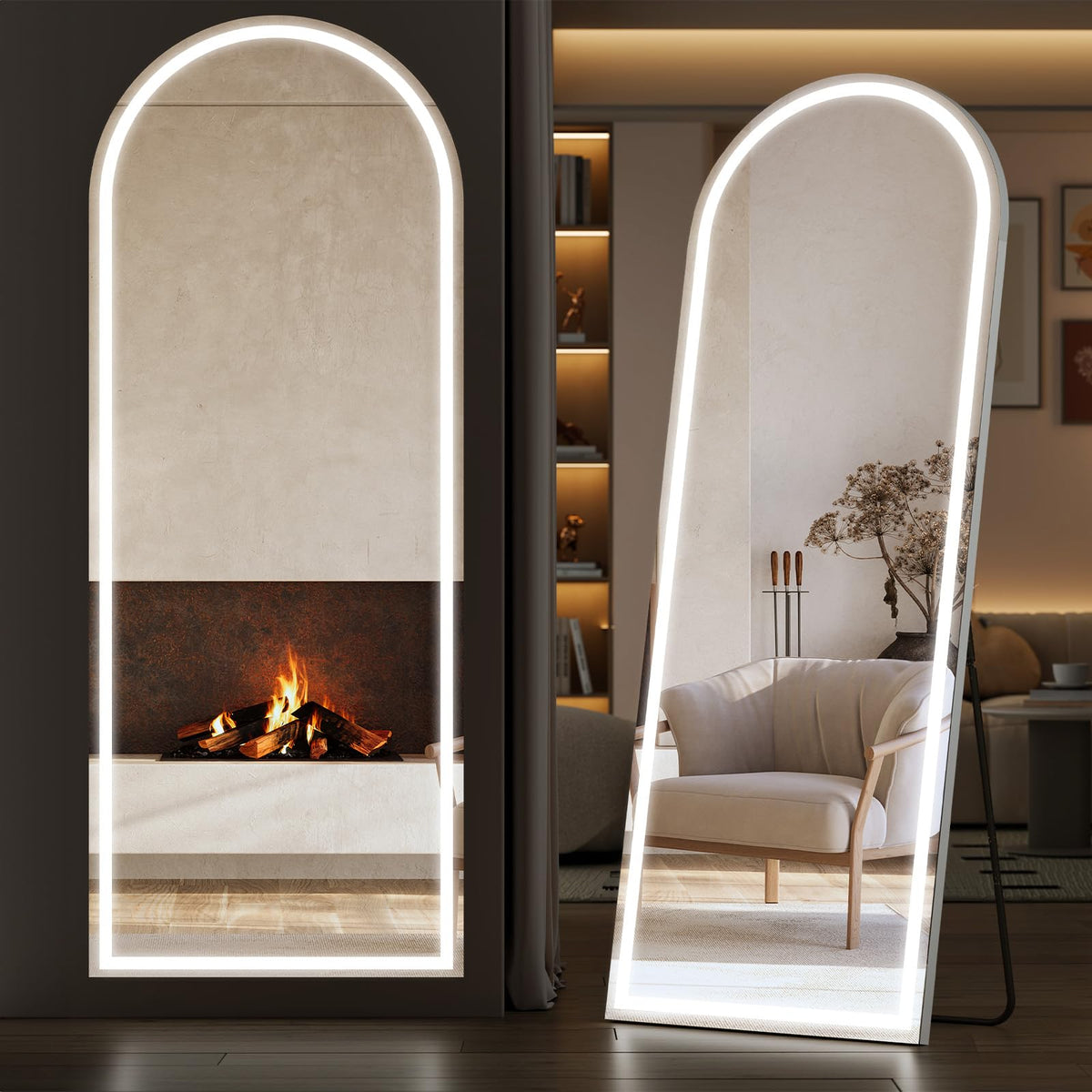Sweetcrispy LED Full Length Floor Mirror, 65"x21" Lighted Full Body Mirror