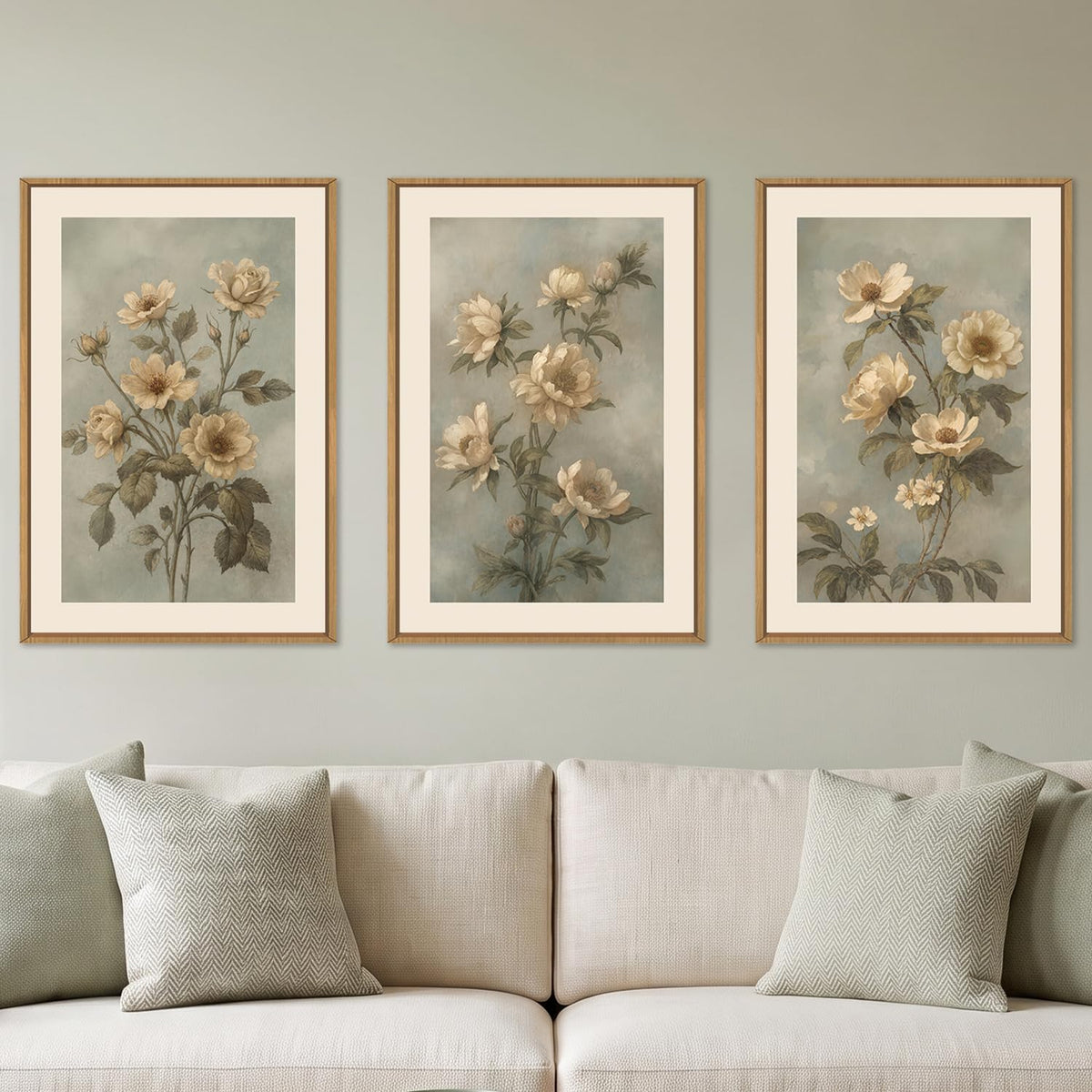 KAIRNE Neutral Abstrcat Landscape Framed Canvas Wall Art Set-40"x20"x1