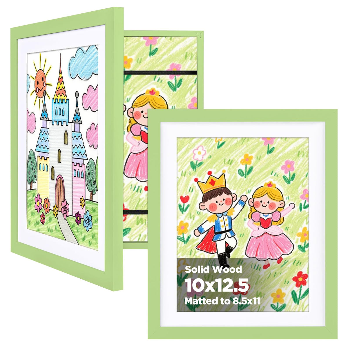 KINLINK 9x12 Kids Art Frame, Natural Artwork Frames 2 Pack