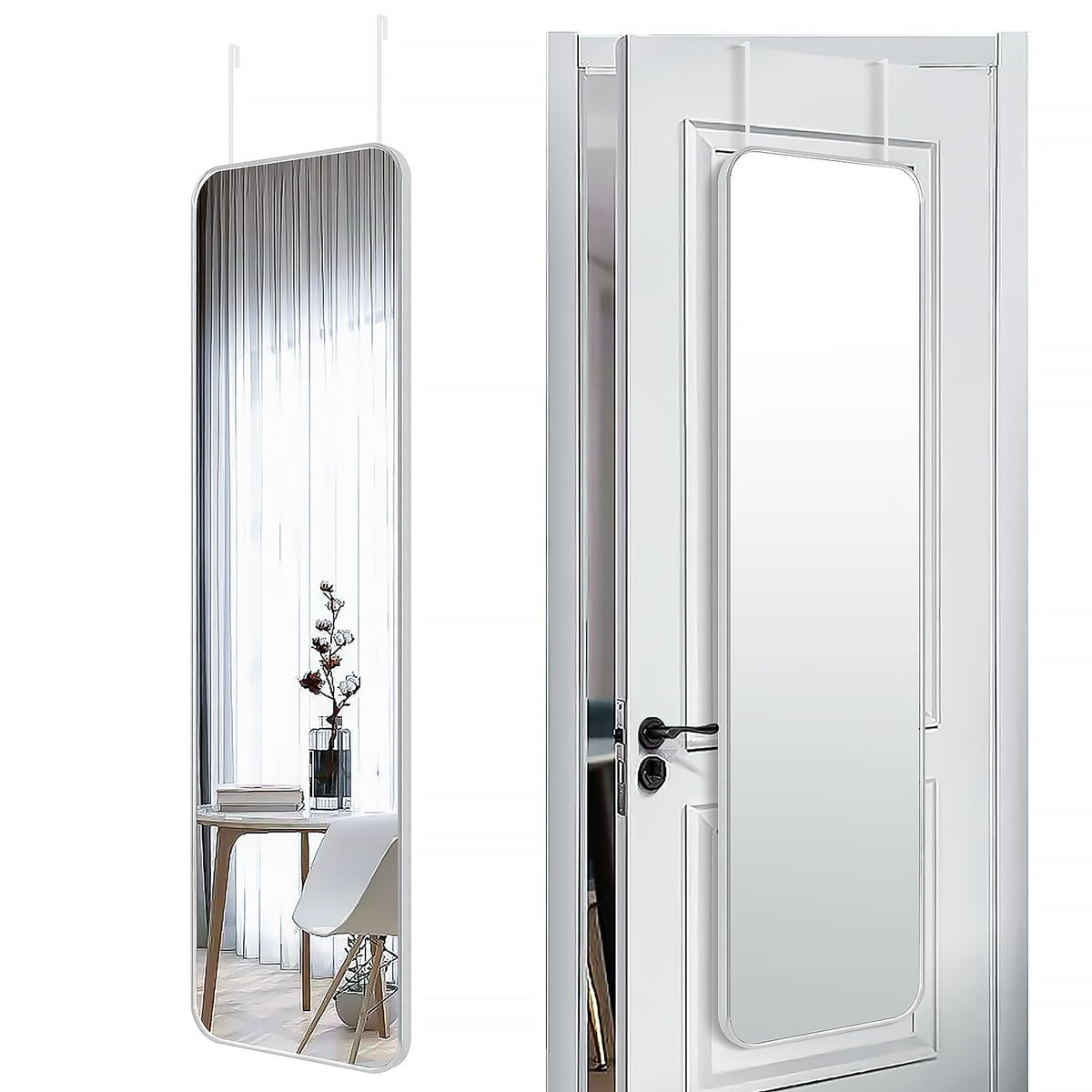 SCWF-GZ 47x14 Full Length Mirror Over the Door Hang or Wall Mounted Black
