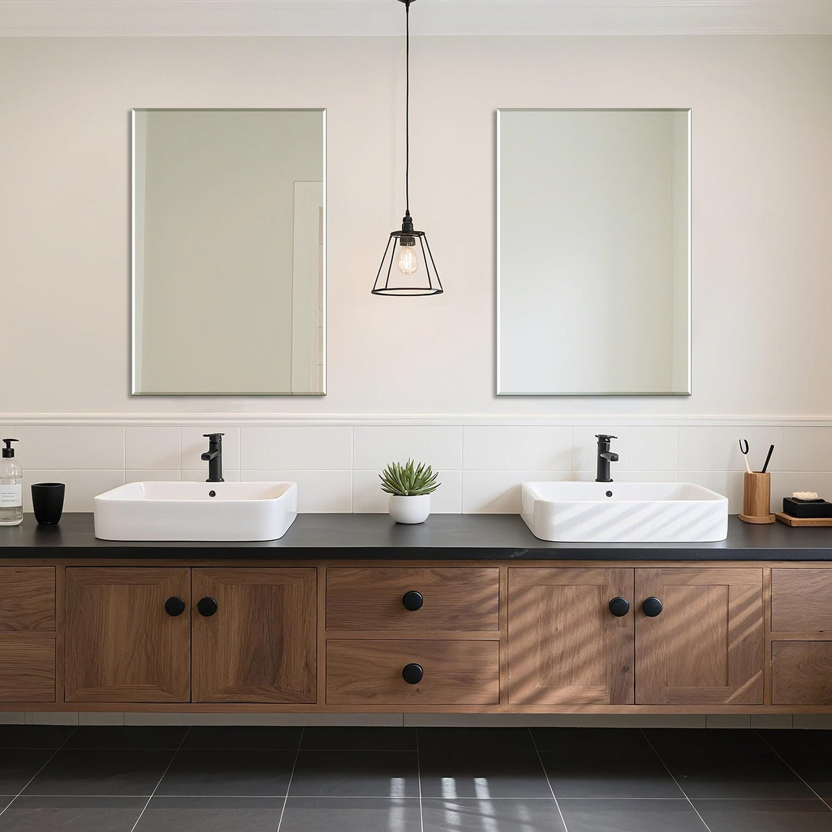 Frameless Full Length Mirror for Wall, 48x12 Inch Bathroom Vanity Mirror