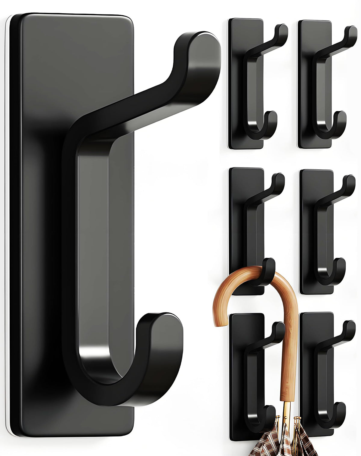 pickpiff 13LB Strong Stick-on Hooks for Coat & Towel, White 4 Pack