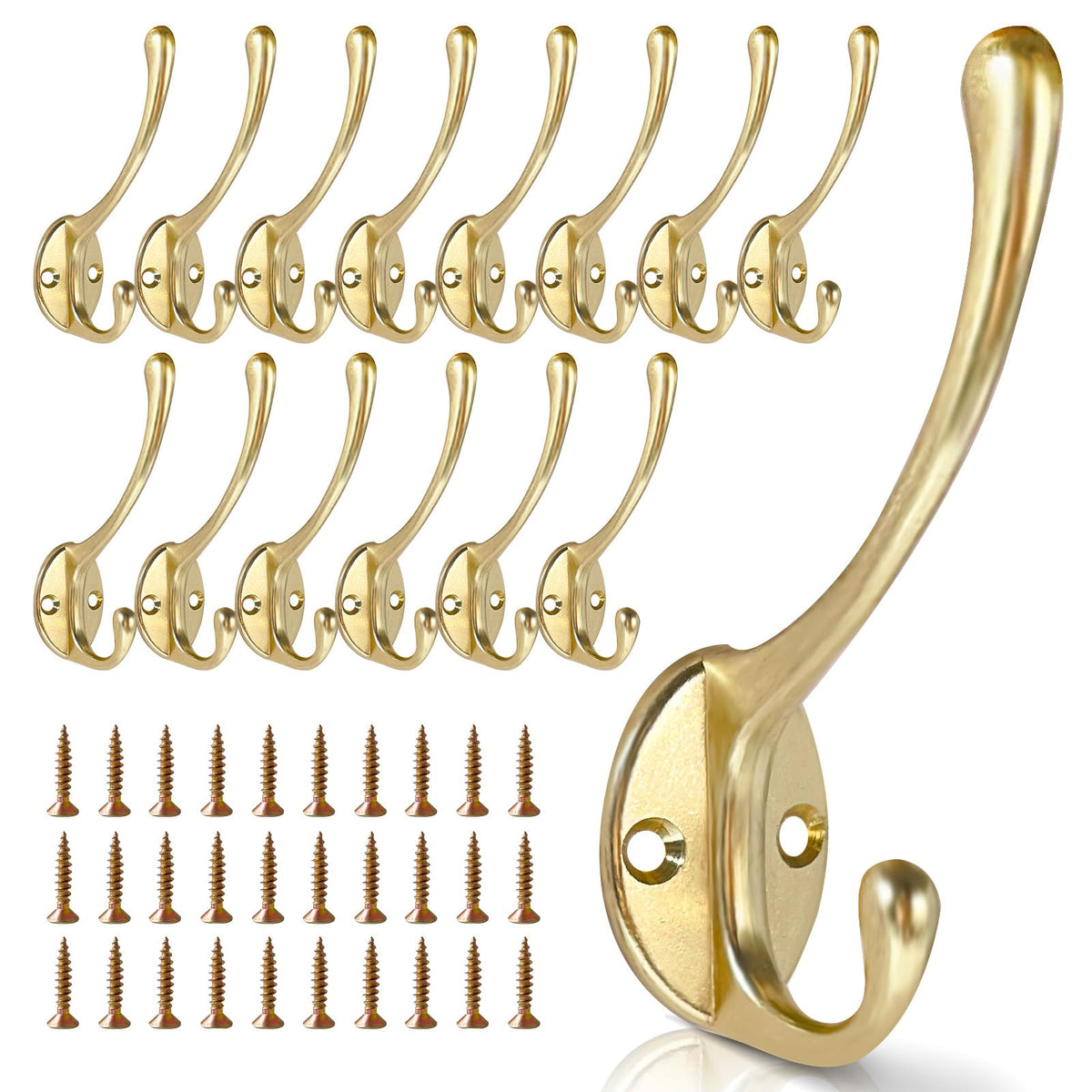 Wall Hooks for Hanging, 20-Pcs Heavy Duty Metal Coat Hooks, for Living Room, Bathroom, Kitchen, Bedroom for Coats, Towel, Hat, Key, Closet, Bag (Black)