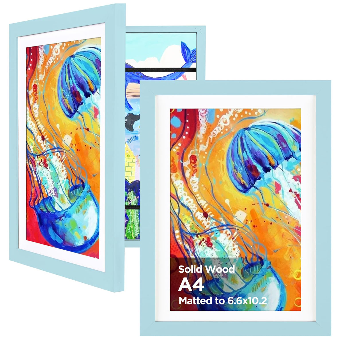 KINLINK 9x12 Kids Art Frame, Natural Artwork Frames 2 Pack