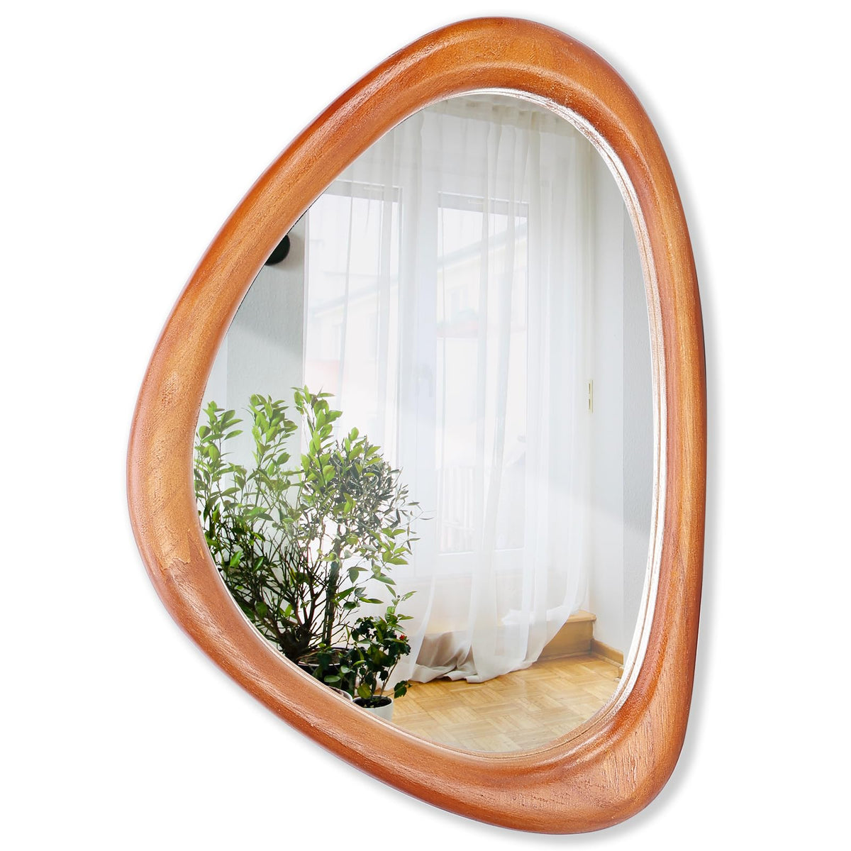 Irregular Wall Mirror, 15*10in Asymmetrical Wood Mirrors, Small Wall Mirror