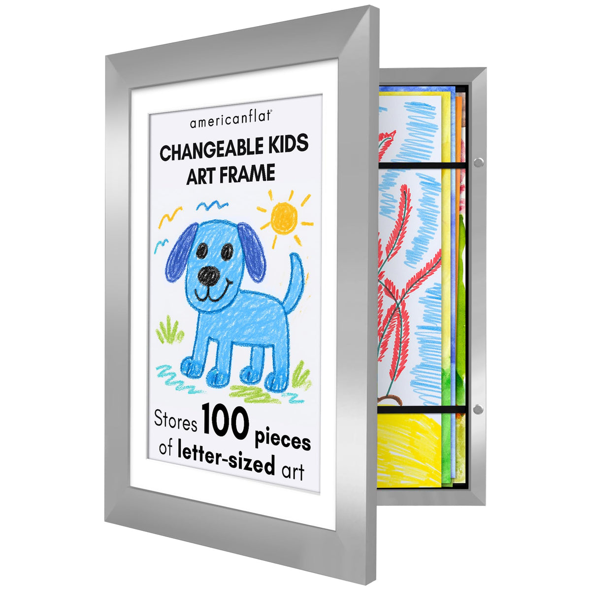 Americanflat 8.5x11 Changeable Kids Art Frame 2-Pack - Black
