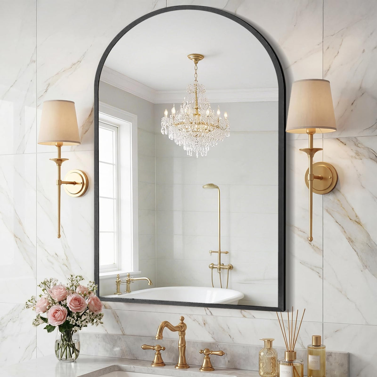 Sweetcrispy Round Bathroom Wall Mirror, Vanity Mirror, 20 Inch