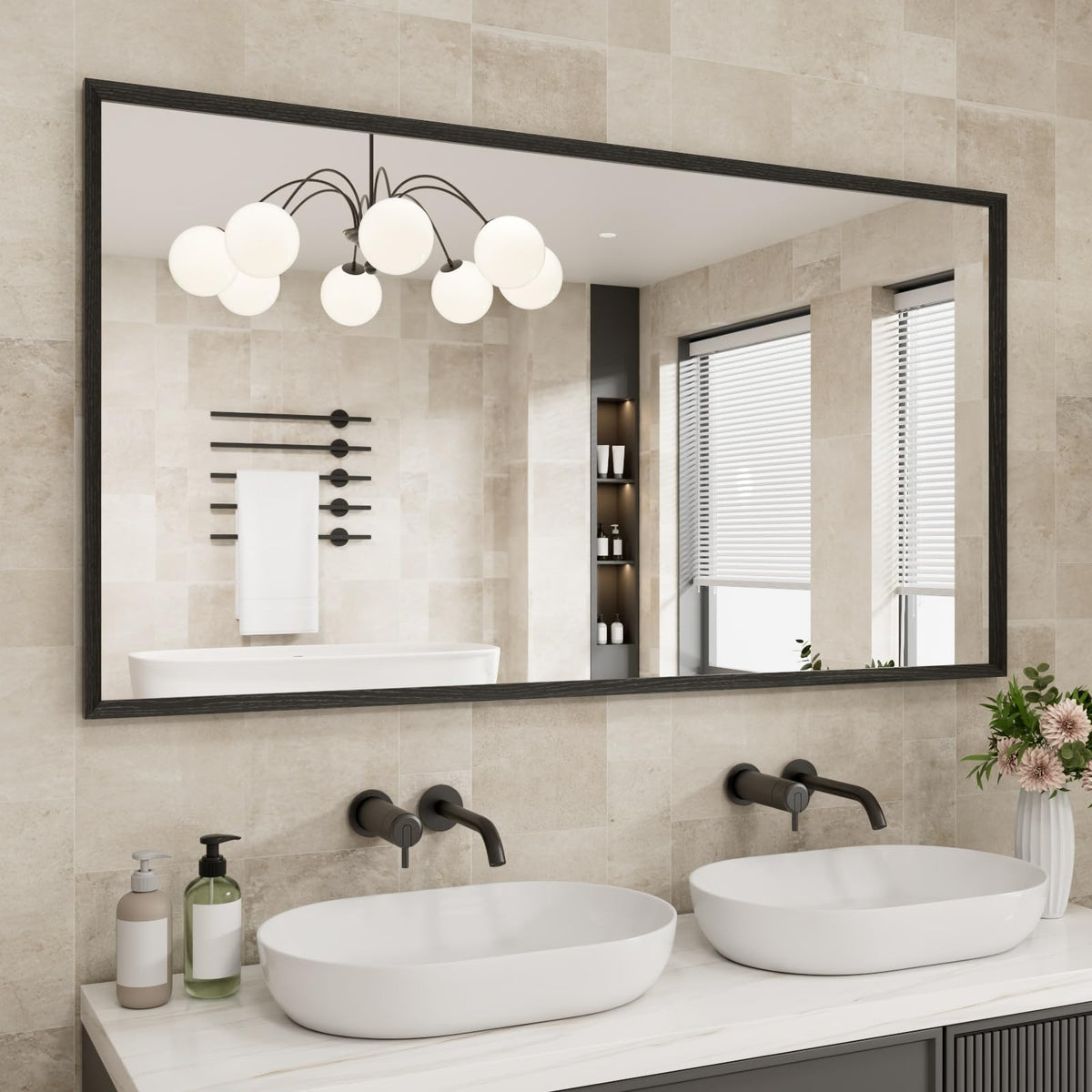 JISOSO 22x30 Inch Black Bathroom Mirror Metal Framed