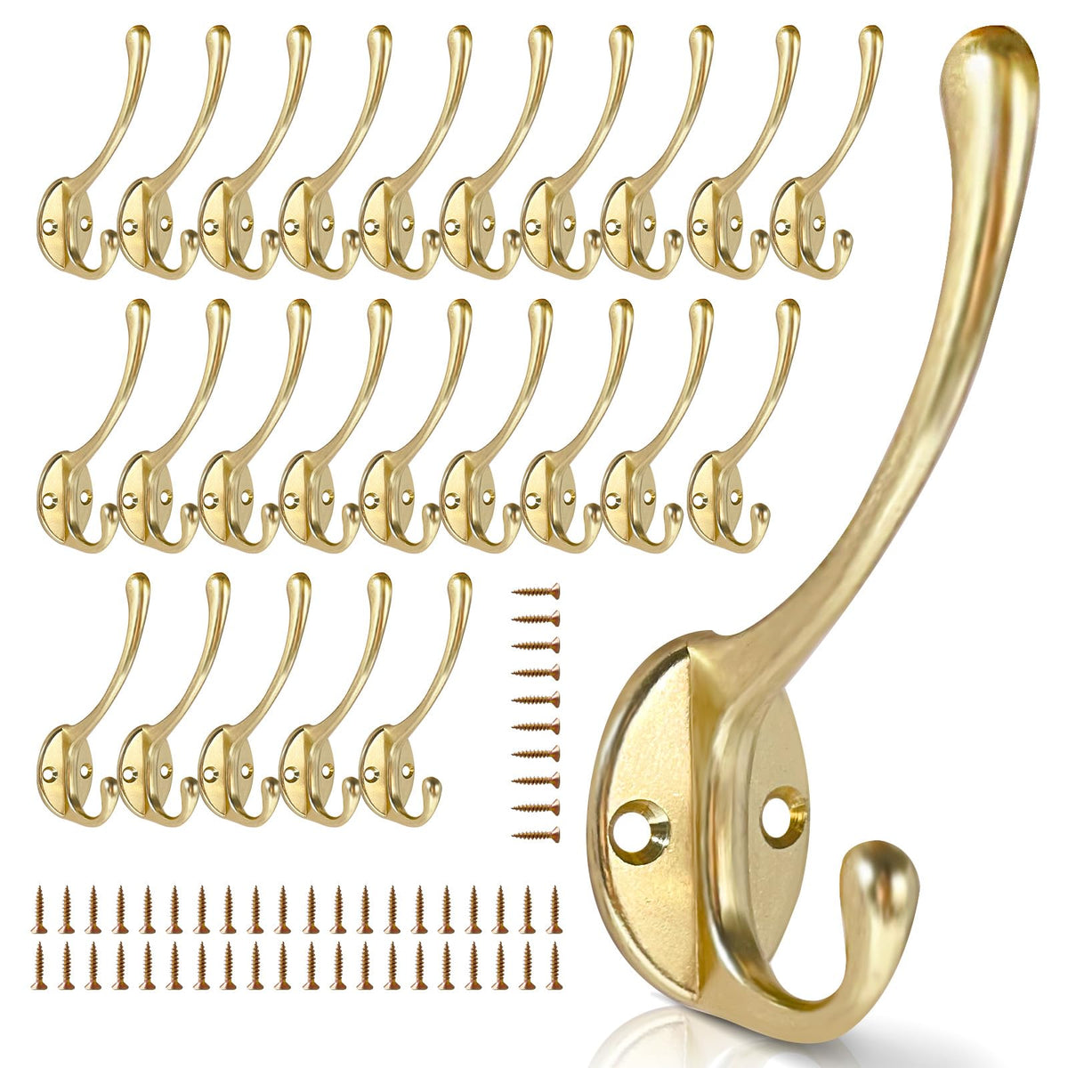 Wall Hooks for Hanging, 20-Pcs Heavy Duty Metal Coat Hooks, for Living Room, Bathroom, Kitchen, Bedroom for Coats, Towel, Hat, Key, Closet, Bag (Black)
