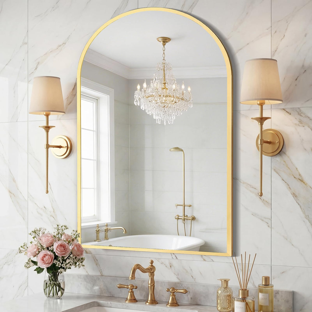 Sweetcrispy Round Bathroom Wall Mirror, Vanity Mirror, 20 Inch