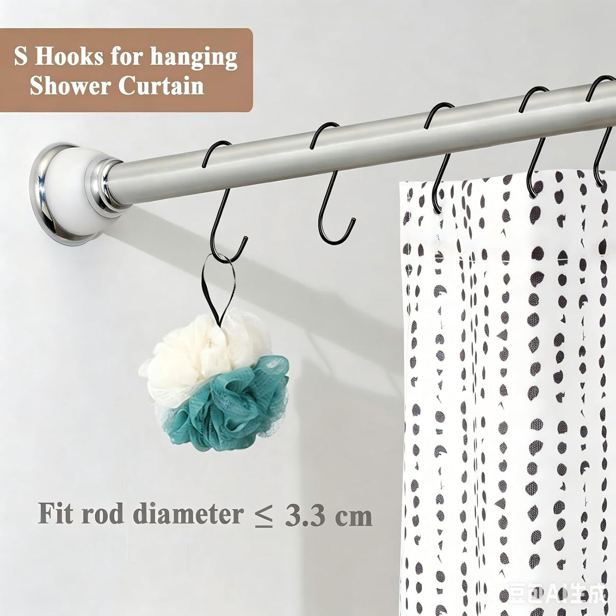 ESFUN 30 Pack 3.7 inch Length S Hooks Black Steel S Shaped Hooks for Hanging Jeans Pans Pots Plants Bags Towels Kitchen Closet Hooks Hanger, Fit the Rod Dia Less Than 1.2 inches