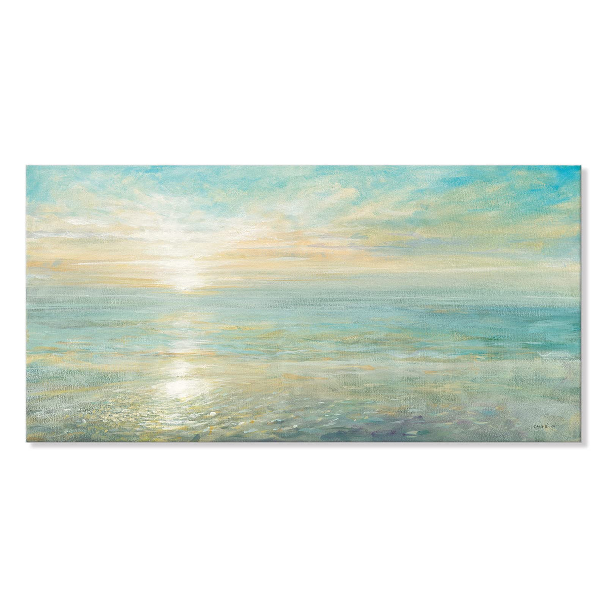 Goldfoilart Ocean Beach Sunset Canvas Wall Art for Bedroom Seascape Paintings Coastal Picture Framed Artwork for Bathroom Living Room Office Wall Decor 20" x 40"