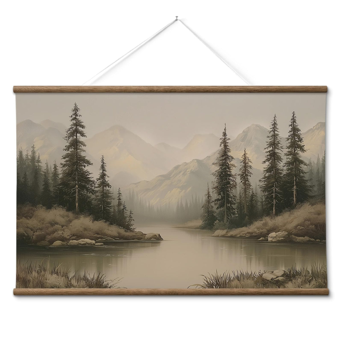 ARPEOTCY Extra Large Vintage Framed Wall Art, Fall Landscape Print, 36x54In